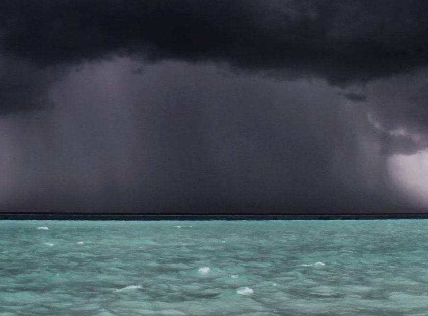 Storm approaches boat, Maldives