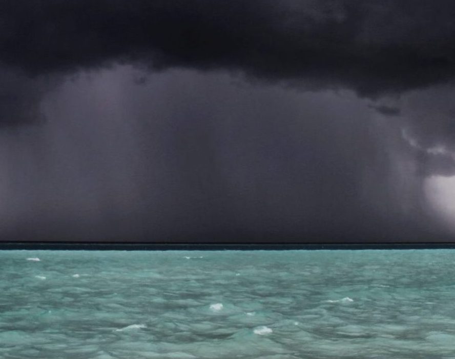 Storm approaches boat, Maldives