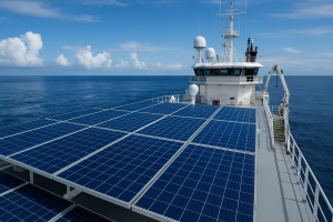 Nave oceanografica con pannelli solari